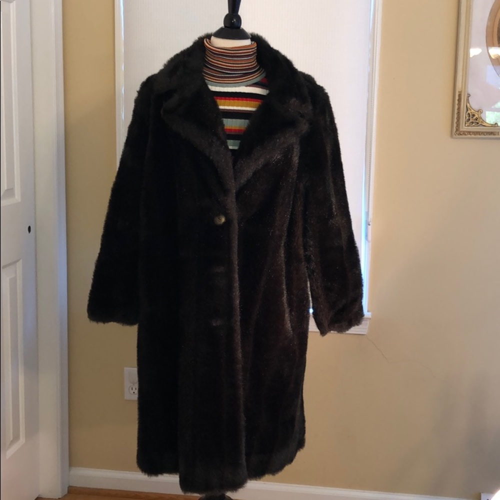 Vintage Dark Brown Fake Fur Coat